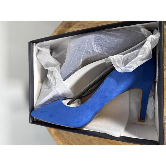 French Connection Royal Blue Suede Pointed Toe Heels Pumps Women’s US 10 NWB - Picture 2 of 11